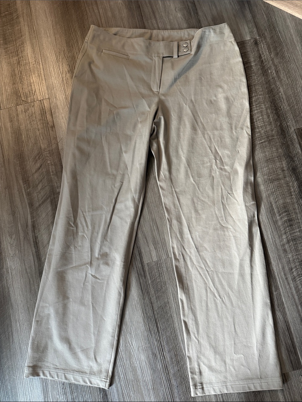 Eileen Fisher large khaki dress pants womens casual stretch straight wide leg